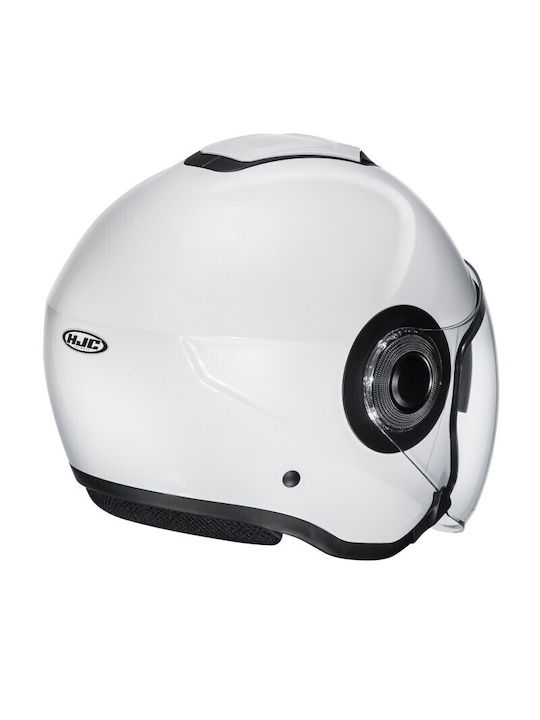 HJC I40N Pearl White Motorcycle Helmet Jet ECE 22.06 1350gr with Sun Visor