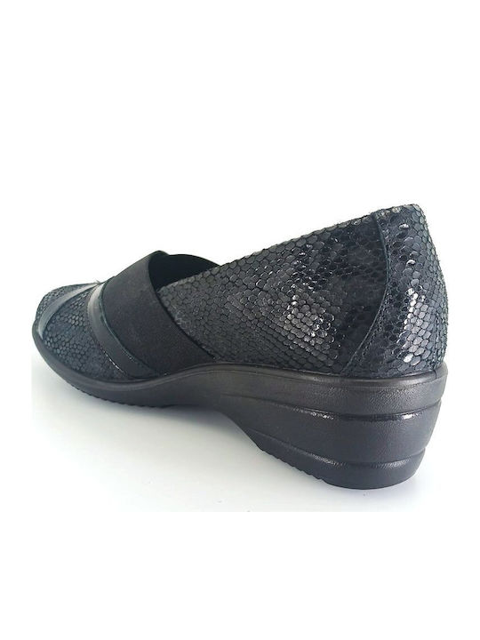 Ανατομικά Γυναικεία Slip-On Δερμάτινα Μαύρα