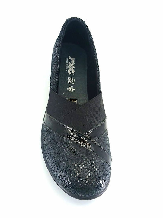 Ανατομικά Γυναικεία Slip-On Δερμάτινα Μαύρα