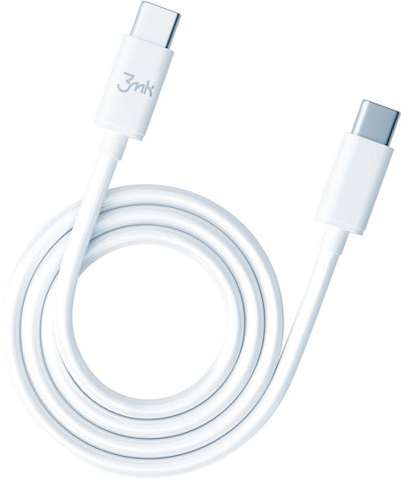 3MK Hyper USB 2.0 Cable USB-C male - USB-C 100W Λευκό 2m 3MK4020