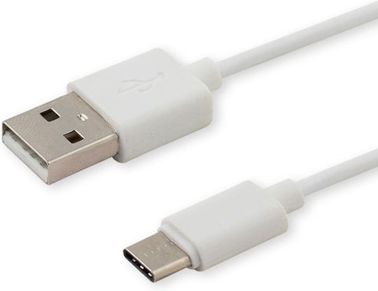 Savio USB 2.0 Cable USB-C Male - USB-A White 1m