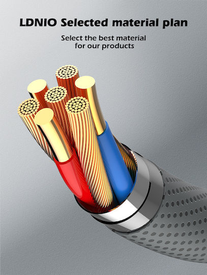 Ldnio LC441 USB 2.0 Cable USB-C male - USB-C 65W PD Γκρι 1m