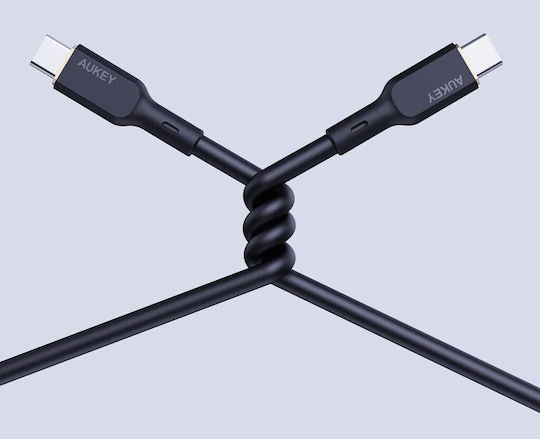 Aukey USB 2.0 Cable USB-C male - USB-C 100W PD Μαύρο 1.8m AKAUKKUCBSCC102