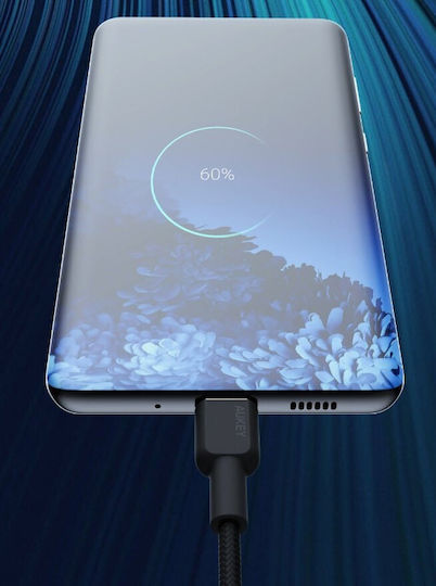 Aukey USB 2.0 Cable USB-C male - USB-C 60W PD Μαύρο 1m AKAUKKUCBNCC1BL