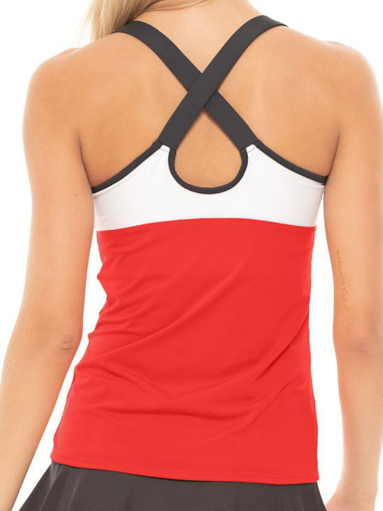 Lucky In Love Women's Athletic Blouse Sleeveless with Sheer Red