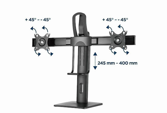 Gembird MS-D2-01 Επιτραπέζια Βάση για 2 Οθόνες έως 27"