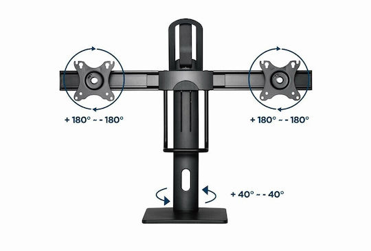 Gembird MS-D2-01 Επιτραπέζια Βάση για 2 Οθόνες έως 27"