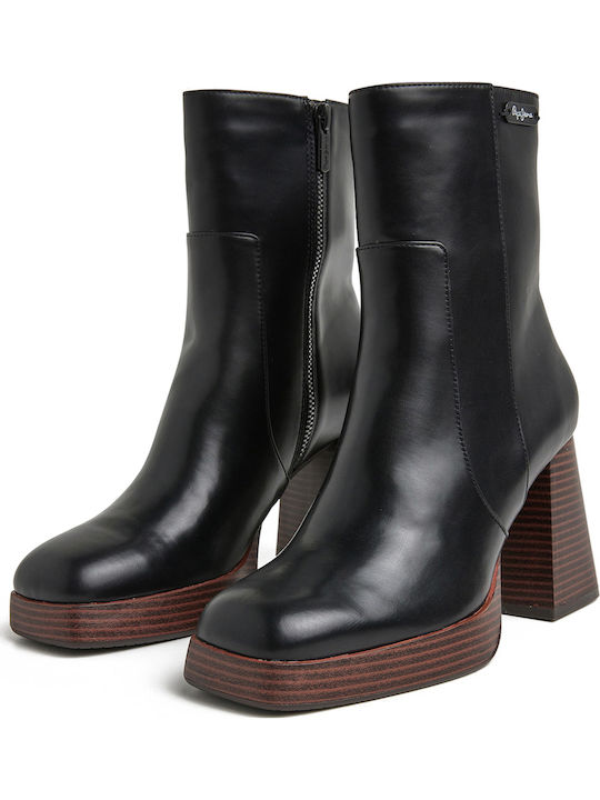 Abba Wood Women's Ankle Boots Black