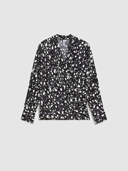 Make your image Women's Blouse Long Sleeve BLACK-WHITE