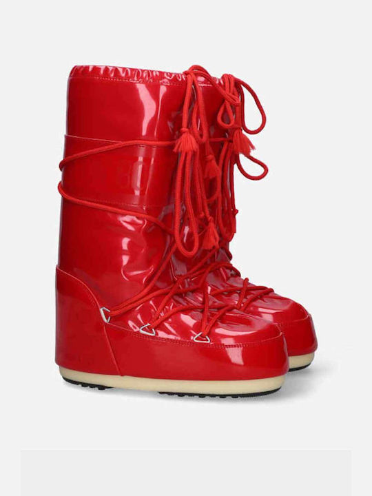 Moon Boot Icon Vinile Met Damenstiefel Rot