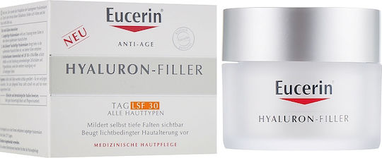 Eucerin Hyaluron Filler 3x Effect Cremă Anti-îmbătrânire de Față de Zi cu SPF30 și Acid Hialuronic 50ml
