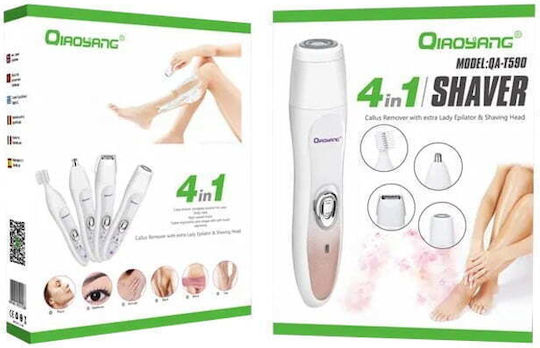 Qiaoyang 4 in 1 QA-T590 Περιστρεφόμενη Ξυριστική Μηχανή Προσώπου Επαναφορτιζόμενη