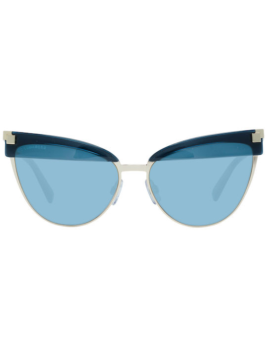 Dsquared2 Women's Sunglasses with Gold Frame and Light Blue Lens DQ0276 320