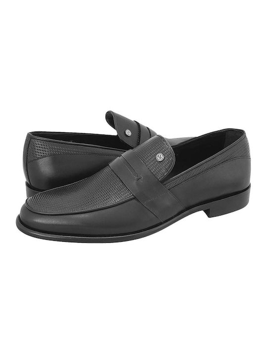 Loafers GK Uomo μαύρα δερμάτινα GK7637S23_BLACK - Μαύρο