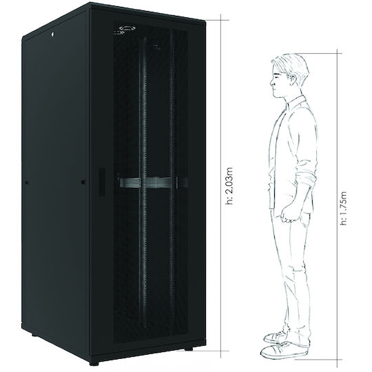 Canovate Boden Rack-Schrank 42U 60x100cm Schwarz CSS-9-4260F
