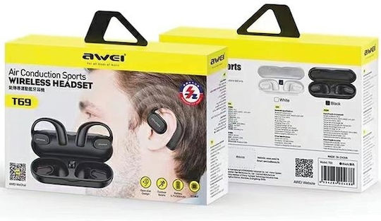 Awei T69 Open Ear Bluetooth Handsfree Ακουστικά με Θήκη Φόρτισης Μαύρα