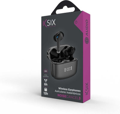 Ksix Noise Cancel 3 In-ear Bluetooth Handsfree Earphones with Charging Case Blacα