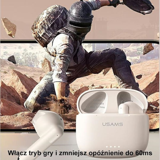 Usams BHUUS03 Earbud Bluetooth хендсфри Слушалки с Кутийка за Зареждане Син