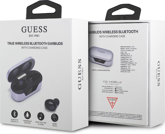 Guess Classic Logo In-Ear Bluetooth-Freisprecheinrichtung Kopfhörer mit Ladeetui Lila