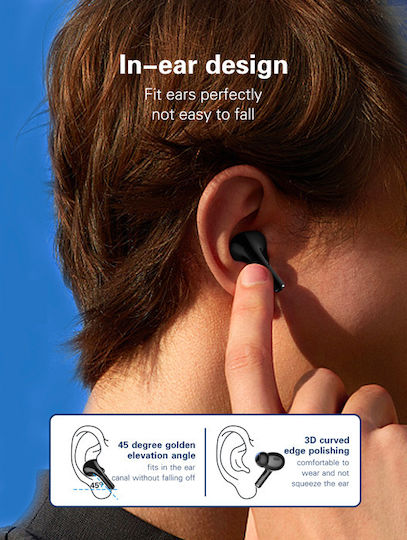 Ldnio T02 Earbud Bluetooth Handsfree Ακουστικά με Θήκη Φόρτισης Μαύρα