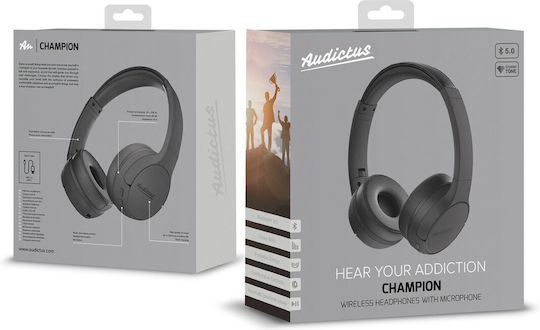 Audictus Champion Wireless / Wired On Ear Headphones with 50 hours of Operation Black