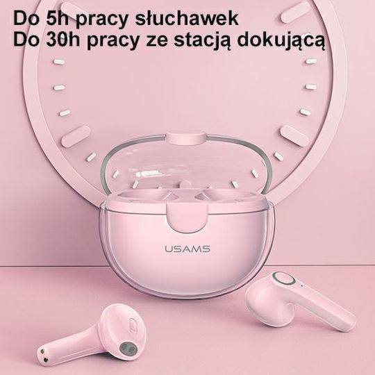 Usams US-BU12 Earbud Bluetooth Handsfree Ακουστικά με Θήκη Φόρτισης Μωβ