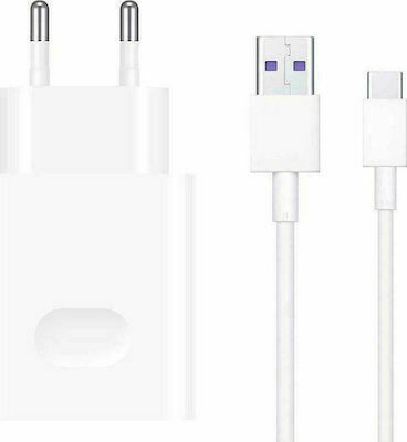 Huawei Φορτιστής με Θύρα USB-A και Καλώδιο USB-C 40W SuperCharge Λευκός (HW-100400E00 Bulk)