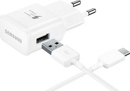 Samsung Charger with USB-A Port and USB-C Cable White (EP-TA50EWE+EP-DN930CWE Bulk)