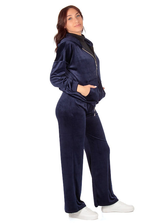 Sweatpants Set Velvet Blue
