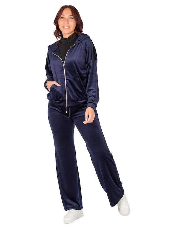 Sweatpants Set Velvet Blue