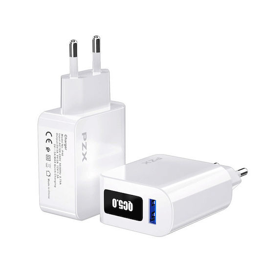 с USB-A порт и кабел Lightning Quick Charge 5.0 Бял (PZX P40)
