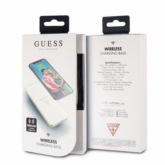 Guess Wireless Charging Pad (Qi Pad) in White Colour (GUWCP850TLW)