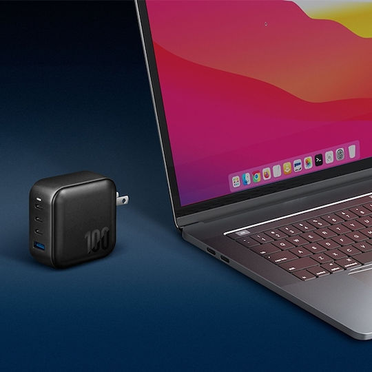 Energea Φορτιστής Χωρίς Καλώδιο GaN με Θύρα USB-A και 3 Θύρες USB-C 100W Μαύρος (GAN100 US+EU)