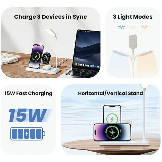 Usams Ασύρματος Φορτιστής (Qi Pad) 15W Λευκός (CD195)