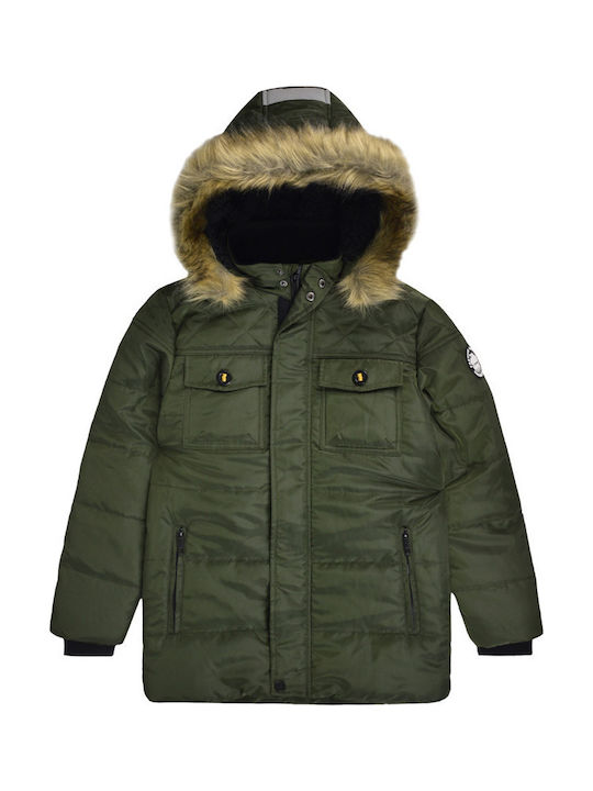 Kids' Casual Jacket with Lining & Hood Khaki