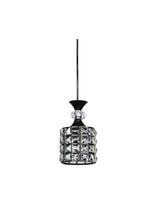 Keskor Pendant Light Single-Light with Crystals for Socket E27 Black