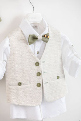 Piccolino Boys Baptism Suit with Vest Tony 5pcs Ivory