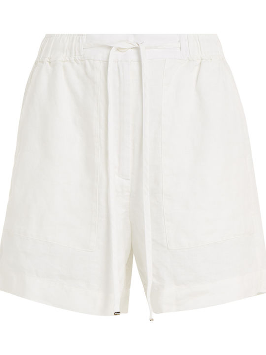 Women's Linen High-waisted Shorts White