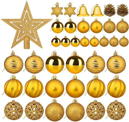 Set 101 Kunststoff Goldfarbene Kugel Ornament