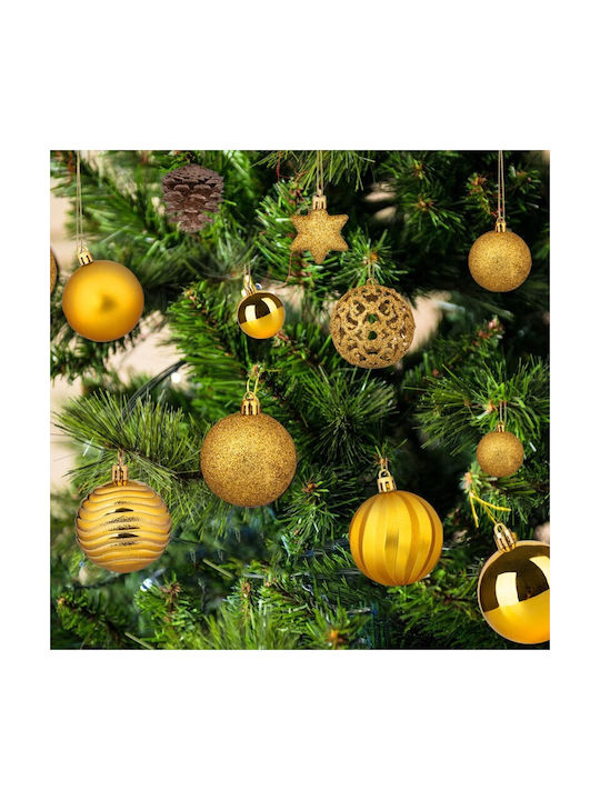 Ornament suspendat Glob Plastic Auriu Set 101buc
