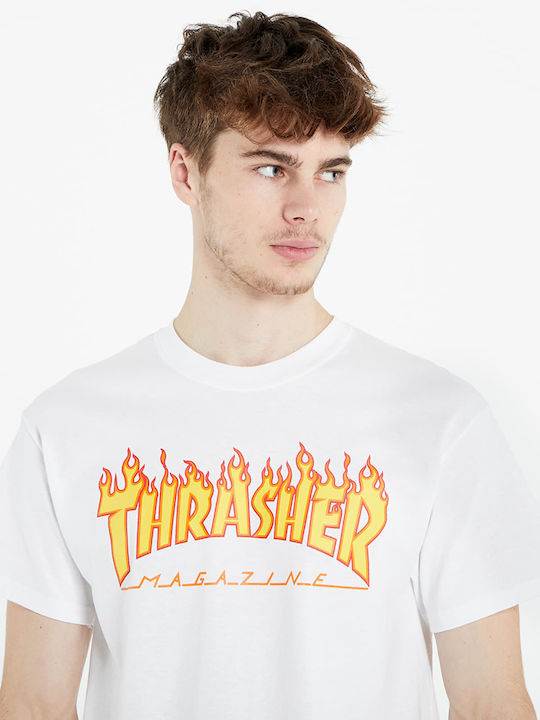 Thrasher T-shirt Bărbătesc cu Mânecă Scurtă Alb