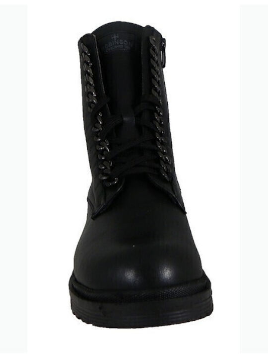 Leder Stiefeletten Damen Black/Nikel