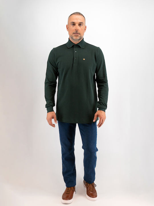 Guy Laroche Men's Long Sleeve Blouse Polo Green