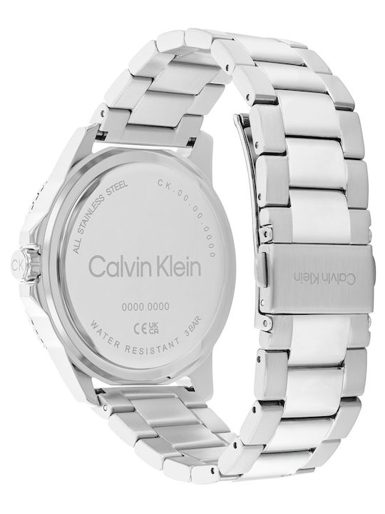 Calvin Klein Aqueous Ανδρικό Ρολόι 44mm Μπαταρίας με Ασημί Μεταλλικό Μπρασελέ