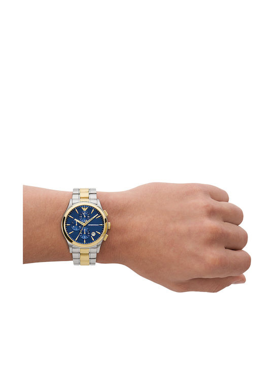 Emporio Armani Paolo Men's Watch 42mm Chronograph Battery with Gold Metal Bracelet