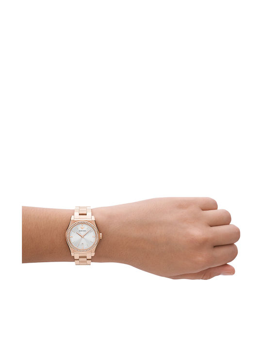 Emporio Armani Damen Uhr mit Rose Gold Metallarmband