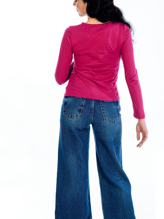 Women's Blouse Cotton Long Sleeve Berry