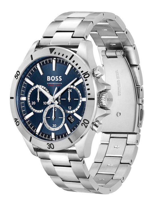 Boss Troper Γυναικείο Ρολόι 44mm Χρονογράφος Μπαταρίας με Ασημί Μεταλλικό Μπρασελέ