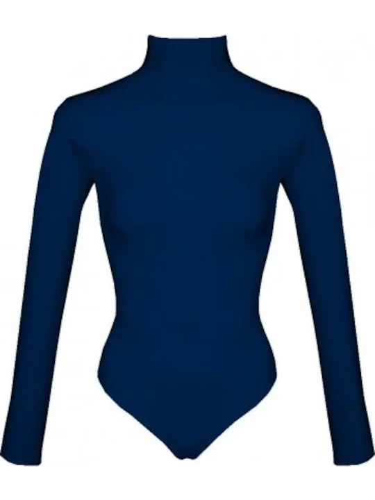 Long Sleeve Turtleneck Bodysuit Relaxed Fit Blue