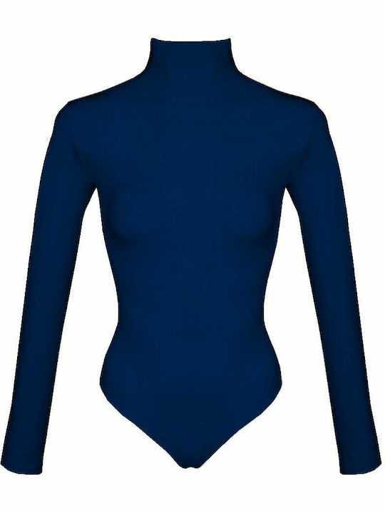 Long Sleeve Turtleneck Bodysuit Relaxed Fit Blue